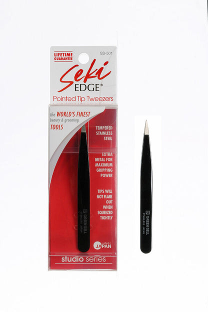 Seki Edge SS-501 Black Stainless Steel Pointed Tweezer
