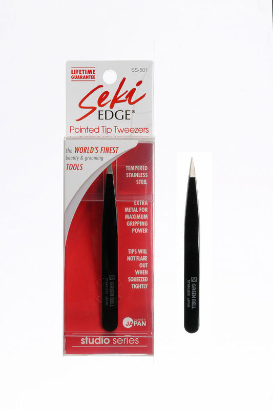  Seki Edge SS-501 Black Stainless Steel Pointed Tweezer