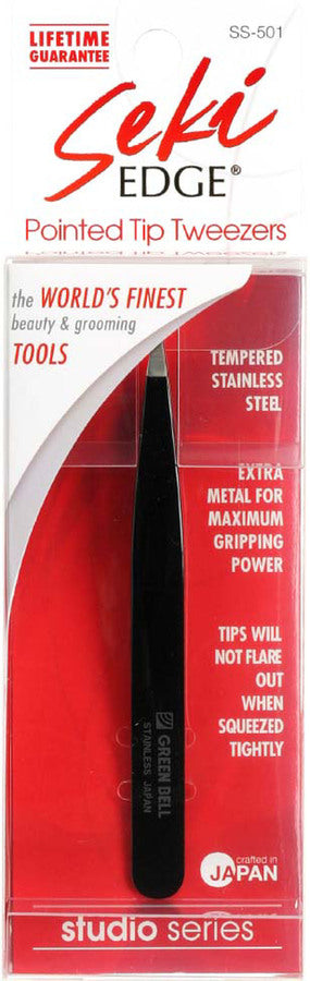 Seki Edge SS-501 Black Stainless Steel Pointed Tweezer